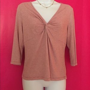 Talbots Petite Pink Striped Blouse/Shirt/Top